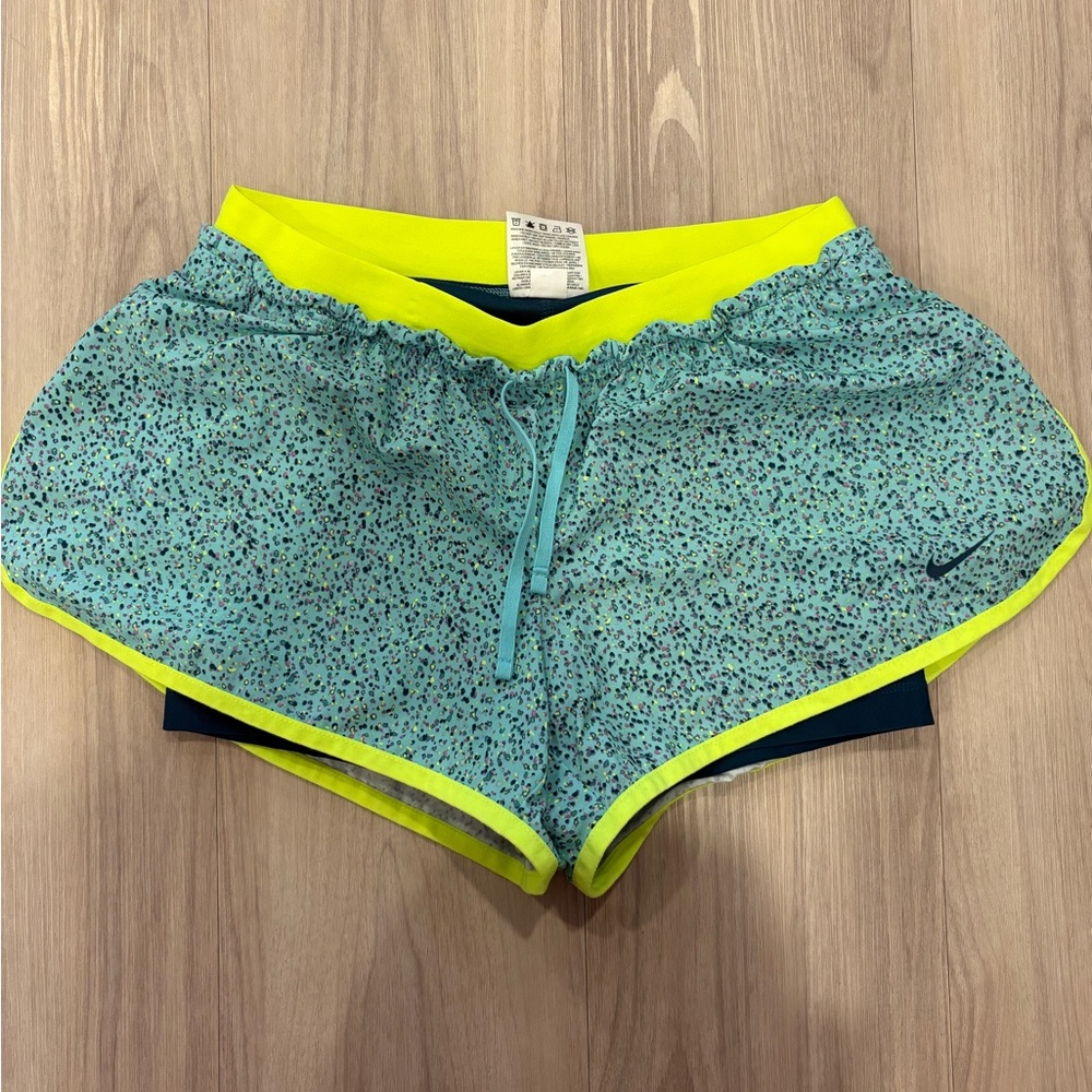 Nike Dri-FIT Green and Lime running shorts